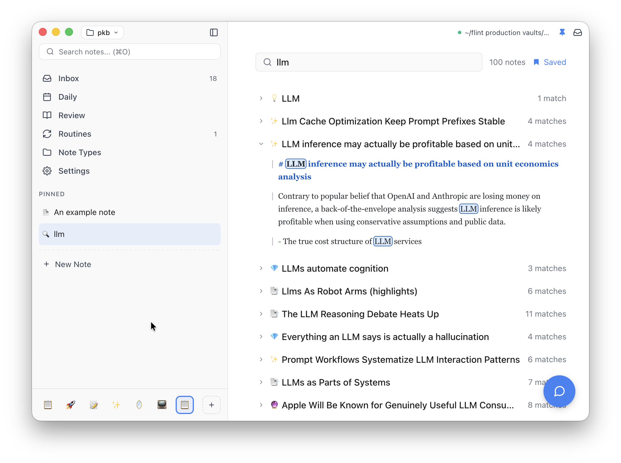 Screenshot of search