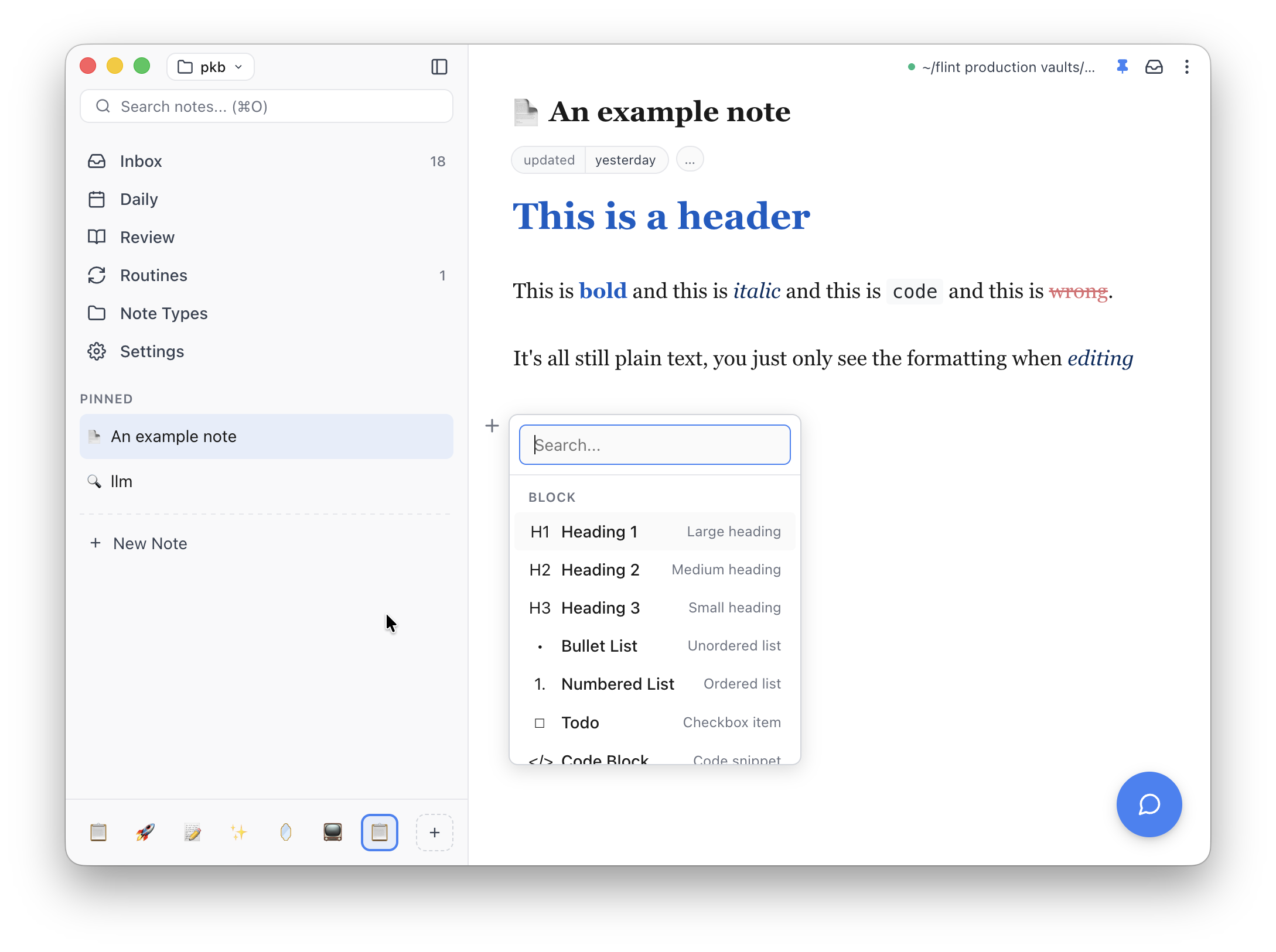 Screenshot with block bar